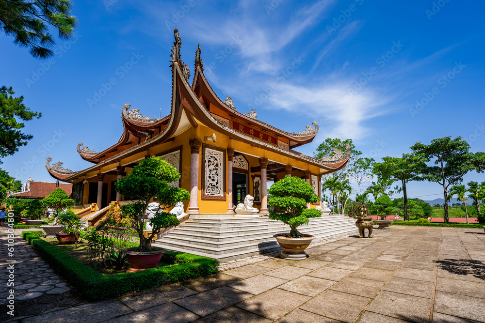 Beautiful view of Bat Nha Pagoda in Bao loc city, Vietnam