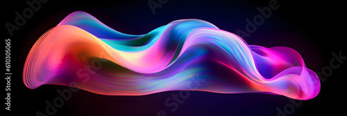 Dynamic Holographic Design: Abstract Fluid 3D Render with Neon Curved Wave for Stunning Visuals