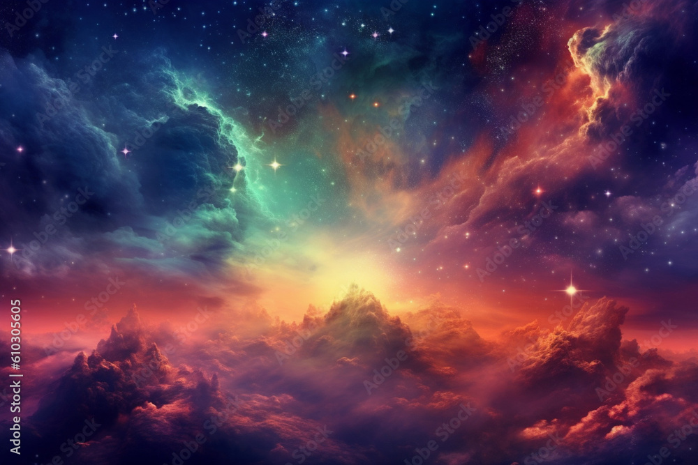 Colorful galaxy background. Fantastic cosmos. AI generated