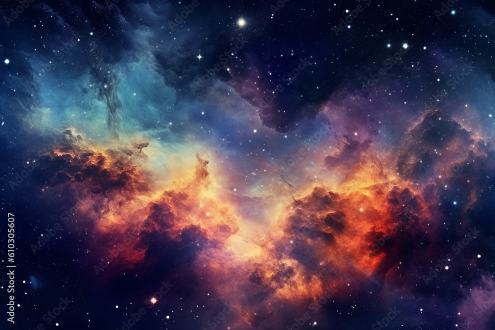 Colorful galaxy background. Fantastic cosmos. AI generated