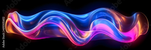 Iridescent Neon Curved Wave: Abstract Fluid 3D Render Illustration for Vibrant Motion Backgrounds