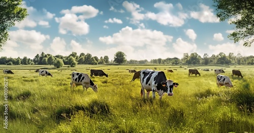 Wallpaper Mural cows in the field. Generative AI
 Torontodigital.ca