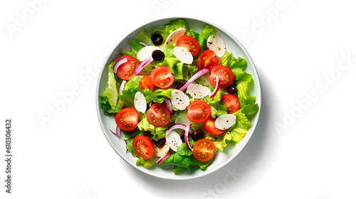 Bright studio food photography of tasty healthy cruisine dish  view from top