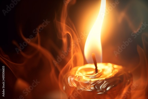 Candle flame closeup  atmospherics light  Created with Generative AI tool