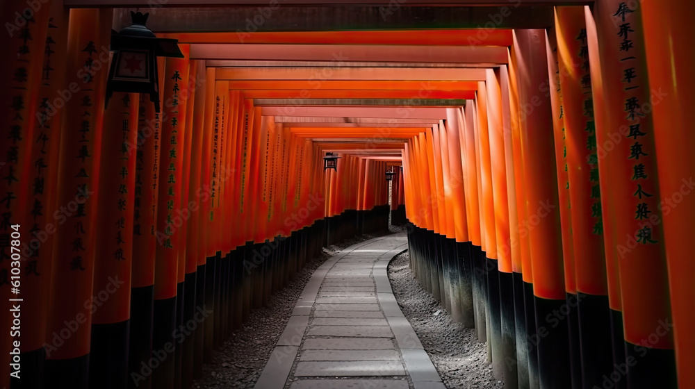 Fototapeta premium a way to a temple in japan like in Kyoto. Generative AI