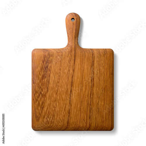 Wooden cutting board or chopping board isolated on a transparent background, PNG. High resolution.