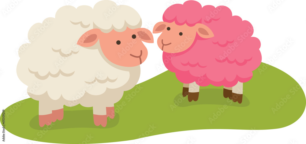 Obraz premium cute cartoon sheep character on white background illustration