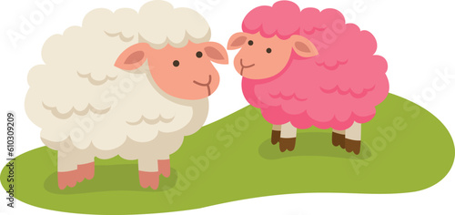 cute cartoon sheep character on white background illustration