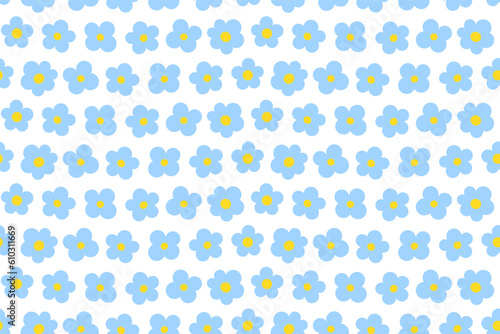 Blue flowers seamless pattern, forget me nots.