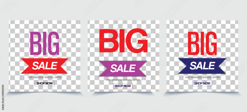 Set of big sale banner online shopping promotion on social media post Set of big sale banner online shopping promotion on social media post