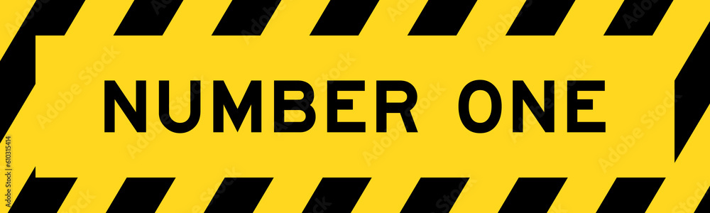 Yellow and black color with line striped label banner with word number one Yellow and black color with line striped label banner with word number one