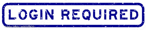 Grunge blue login required word square rubber seal stamp on white background