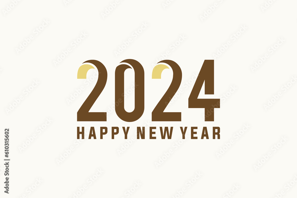 Happy new year 2024 with retro typography concept. 2024 new year celebration concept for calendar, Happy new year 2024 with retro typography concept. 2024 new year celebration concept for calendar,