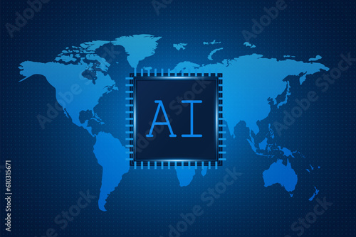 Artificial Intelligence ,AI chipset on circuit board, futuristic Technology Concept	
