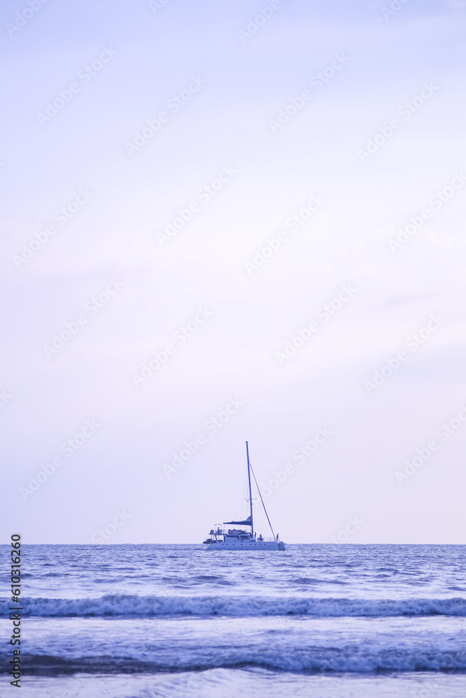 A lonely yacht in the ocean. Sri Lanka