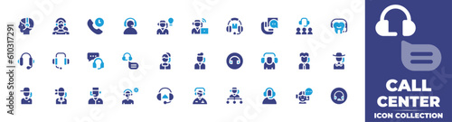 Call center icon collection. Duotone color. Vector and transparent illustration. Containing call center, call center agent, hours support, help desk, support services, support, headphones, and more.