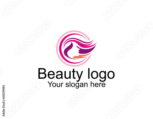 Natural Beautiful woman's face flower logo with gold gradient and business card design for beauty salon Premium Vector.