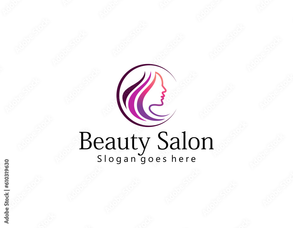 Obraz premium beauty haircut salon logo with scissor vector illustration design