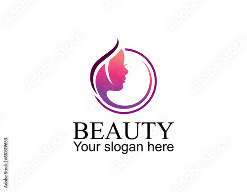 Flat woman logo collection
