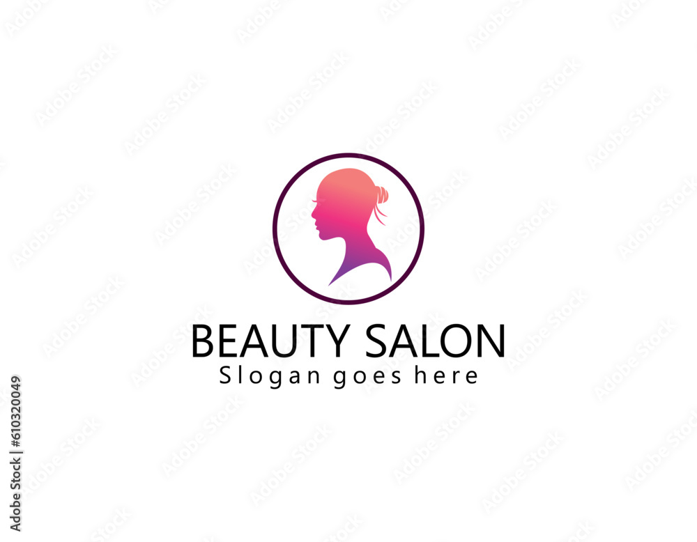 Flat woman logo collection