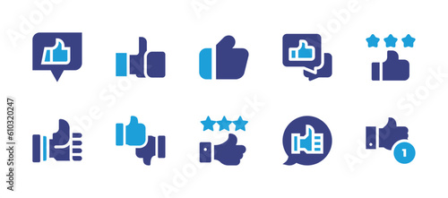 Like icon set. Duotone color. Vector illustration. Containing like, like gesture, like button, feedback.
