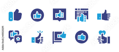 Like icon set. Duotone color. Vector illustration. Containing feedback, thumbs up, brain.
