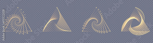 Triangle logo spiral perspective with rotation, fractal shape mystical portal, identity balance shape design template