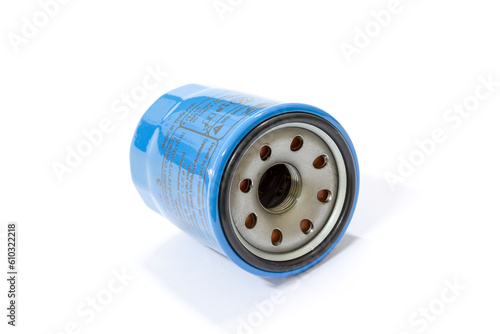 New oil Filter on white background, Isolated, Closeup