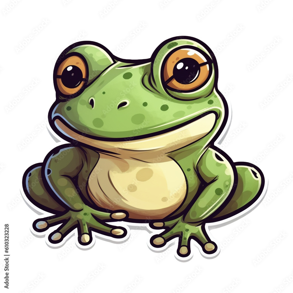 Obraz premium Frog character sticker, Generative AI