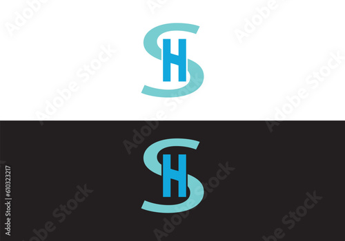 SH or HS Logo design, letter mark initials logo icon or elements photo