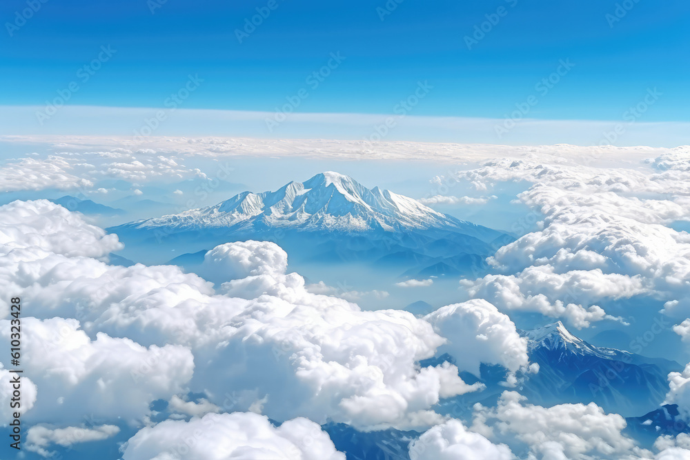 Naklejka premium A sea of clouds from an aerial perspective.