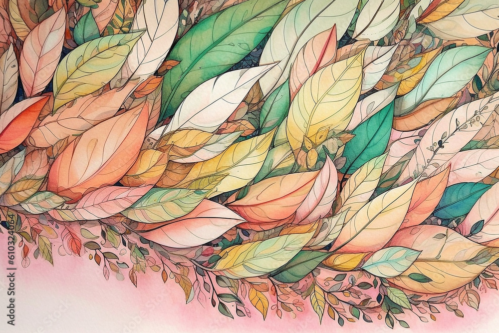 Leaf Background watercolor Generative AI