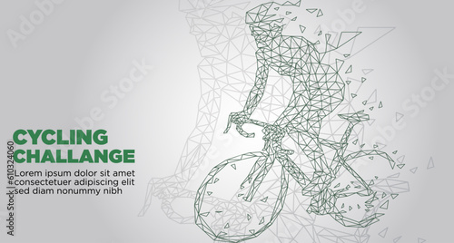 low poly. cycling challange event vector illustration