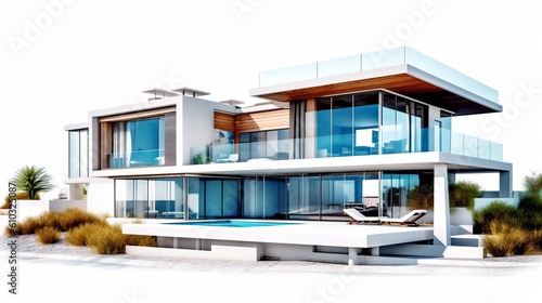 Exterior View of modern House isolated, Generative Ai © Deep Ai Generation