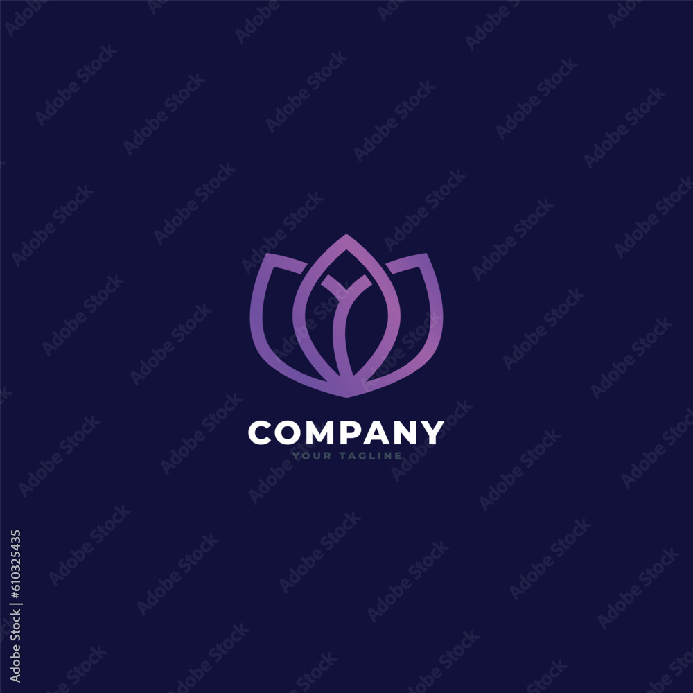 linear style lotus flower logo icon. linear style lotus flower logo icon.