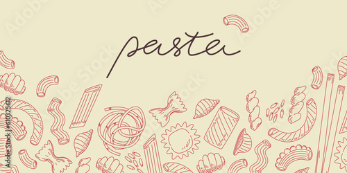 Italian pasta. Vector hand drawn illustration for menu, posters, cooking books, packeging design, banners