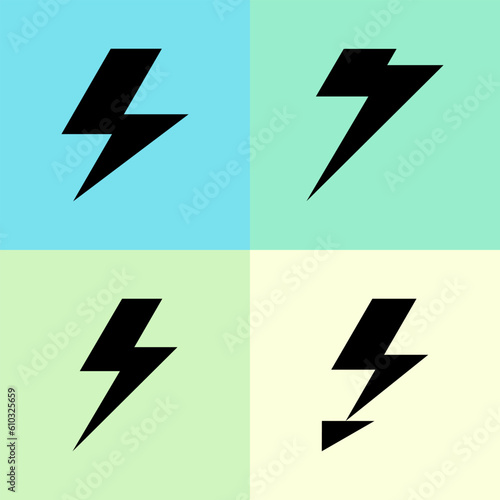 Free Download Black lightning silhouette set on a color background - GFXLoad
