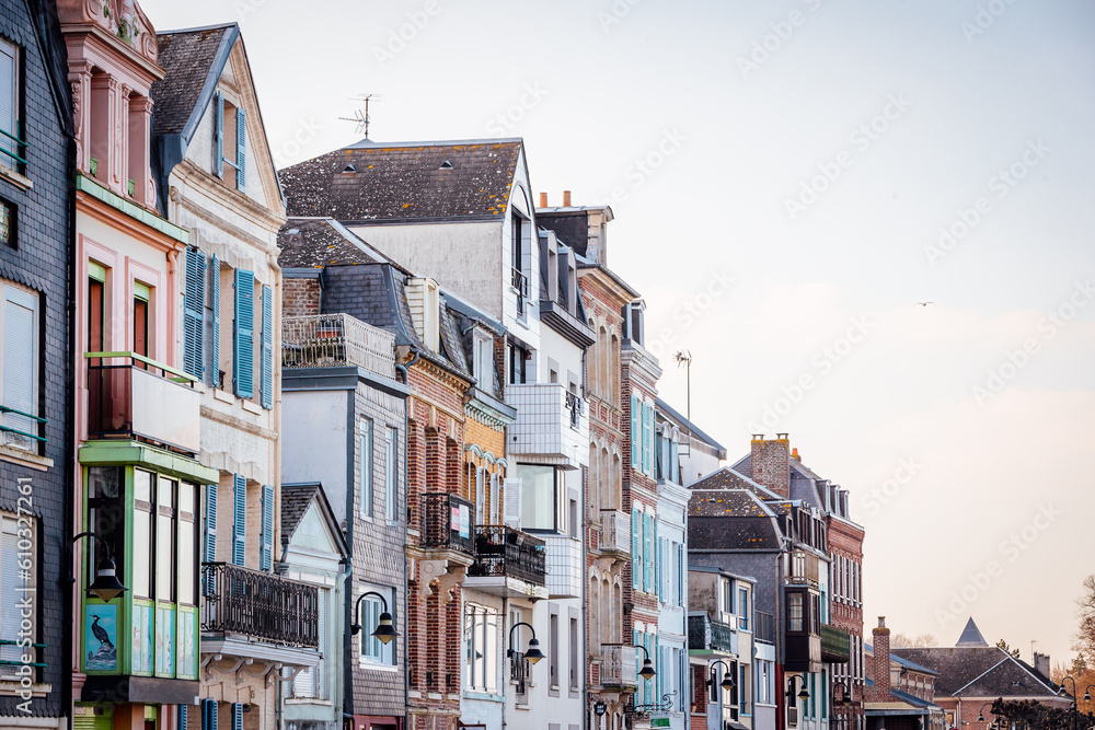 Beautiful view on old buildings normandy france
