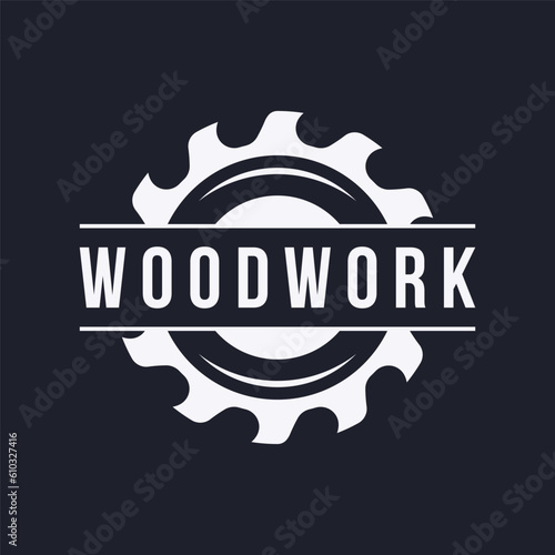 Wood saw premium logo template design with vintage carpentry tools.Logo for business, carpentry, lumberjack, label, badge.