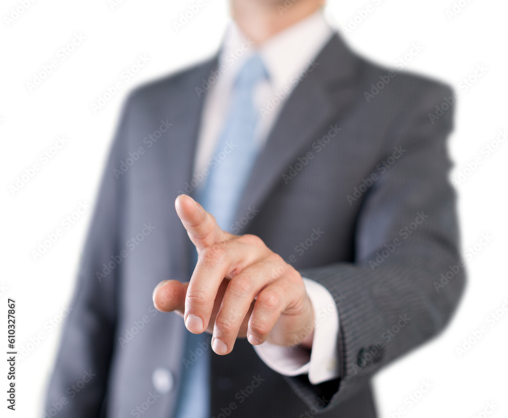 Businessman hand touch with his finger