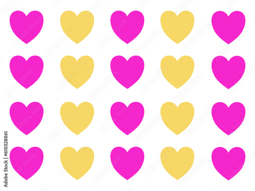 vector heart yellow pink shaped pattern fabric icon heart shaped alternating colors