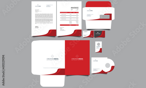 corporate identity template design. Business stationery template design. Business card, Id card, envelope, letterhead, invoice