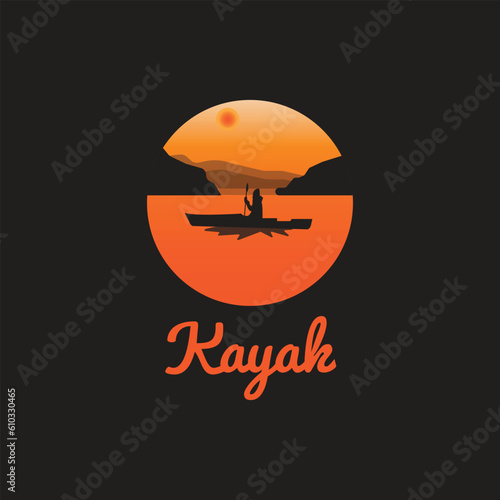 Kayak silhouette logo design vector