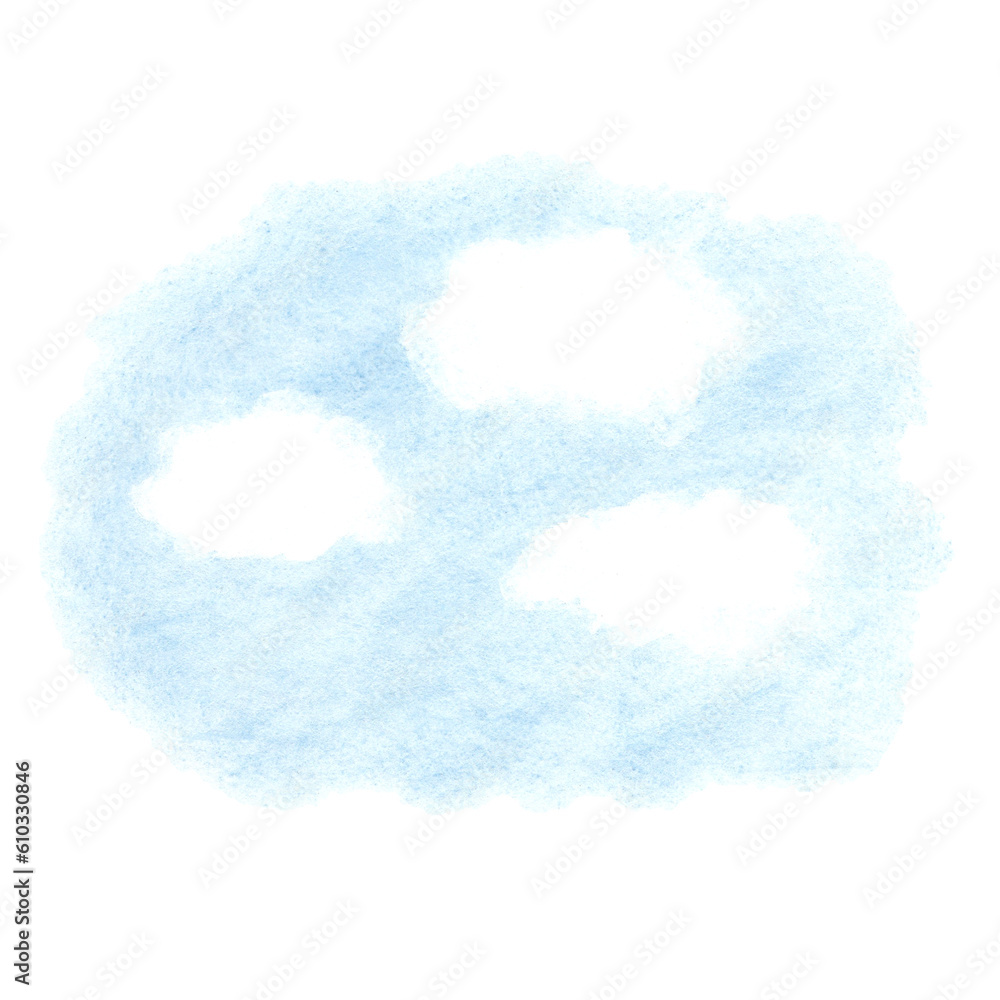 Blue sky and clouds. Watercolor illustration on a white background. Hand drawn Blue sky and clouds. Watercolor illustration on a white background. Hand drawn