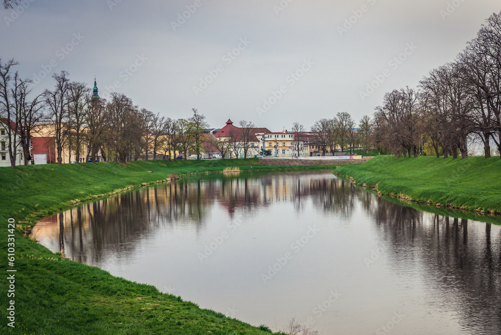River Morava in Uherske Hradiste city in Zlin area of Czech Republic River Morava in Uherske Hradiste city in Zlin area of Czech Republic