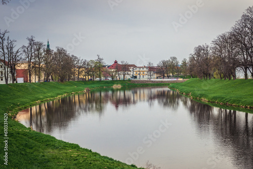 Картината върху платно River Morava in Uherske Hradiste city in Zlin area of Czech Republic