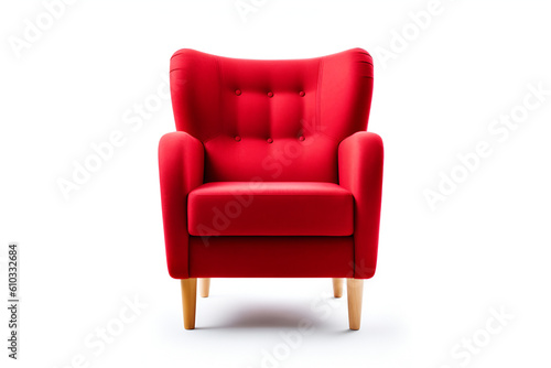 Red sofa on a white background with reflection Furniture that is cut separately © Nadezda Ledyaeva