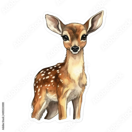 Roe deer character sticker, Generative AI © Crowcat