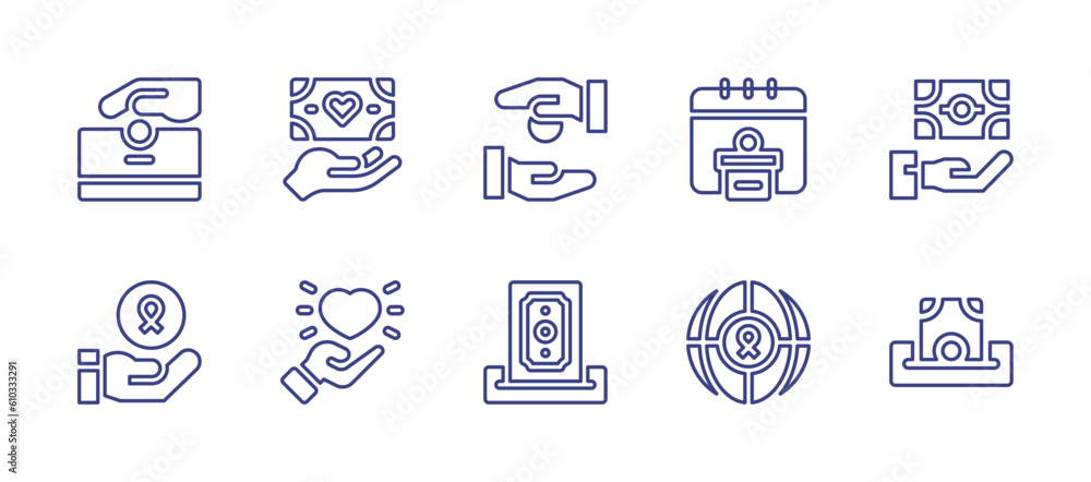 Charity line icon set. Editable stroke. Vector illustration. Containing charity, donation, alms.