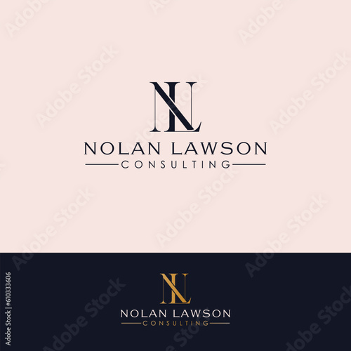 Sleek and modern consulting vector logo with intertwined N and L initials. A minimalist, professional logotype ideal for corporate branding, business identity, and financial services.